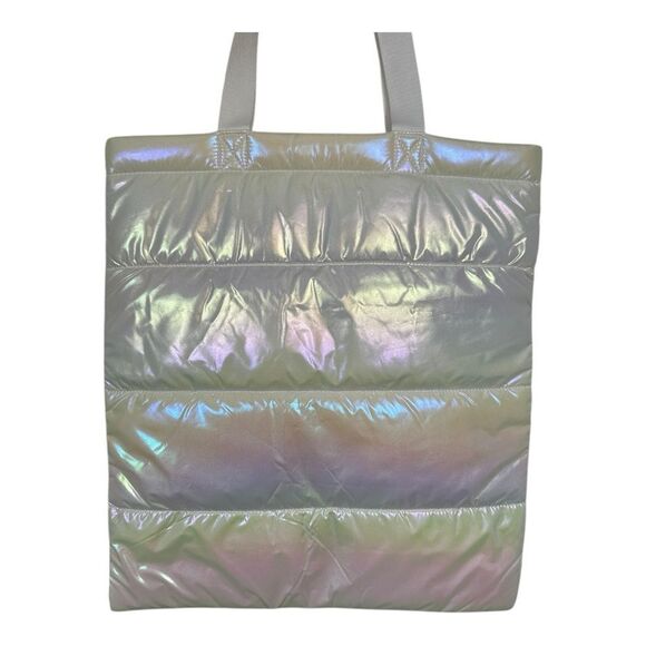 BATH & BODY WORKS WHITE IRIDESCENT PUFFER TOTE BAG BLACK FRIDAY 2023 new - Picture 2 of 7